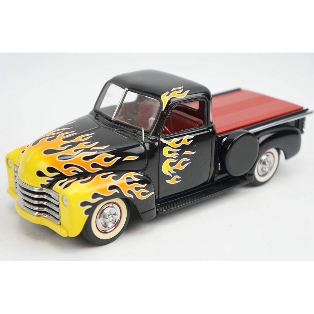 Danbury Mint 1953 Chevy Custom Pickup Black Flame 1:24 Diecast Excellent
